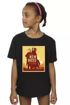 Хлопковая футболка с силуэтом The Book Of Boba Fett New Boss Sun Star Wars, черный