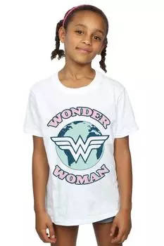 Хлопковая футболка с символом планеты «Чудо-женщина» DC Comics, белый