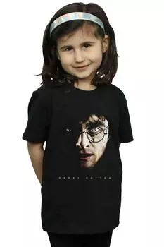 Хлопковая футболка с темным портретом Harry Potter, черный