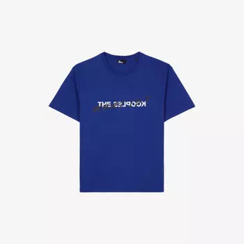 Хлопковая футболка с текстовым принтом и логотипом The Kooples, цвет ocean