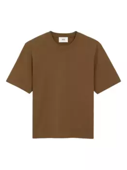 Хлопковая футболка с тиснением в виде сердца AMI Paris, коричневый