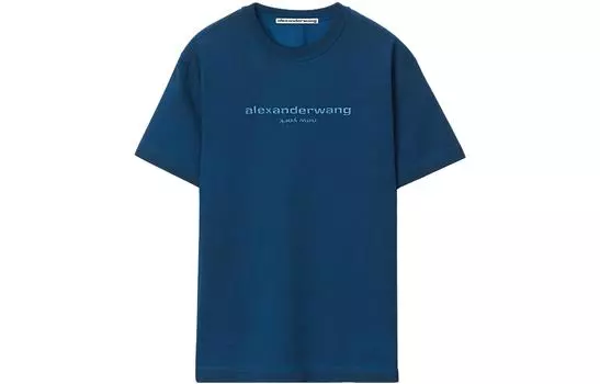 Хлопковая футболка с тисненым логотипом Alexander Wang, синий