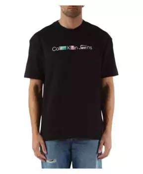 Хлопковая футболка с тисненым логотипом Calvin Klein Jeans, черный