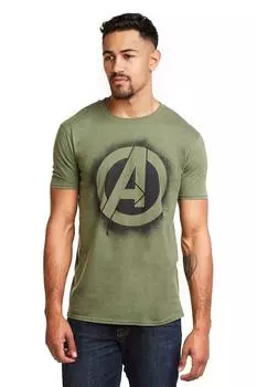 Хлопковая футболка с трафаретным логотипом Marvel, зеленый