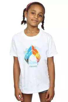Хлопковая футболка с тропическим логотипом Aquaman DC Comics, белый