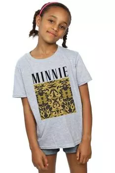 Хлопковая футболка с узором Минни Маус в стиле барокко Disney, серый