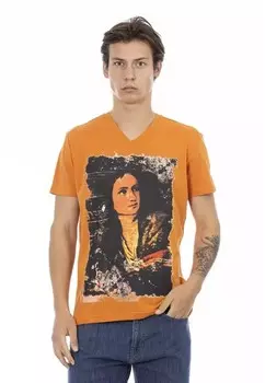 Хлопковая футболка с v-образным вырезом Trussardi Action, оранжевый