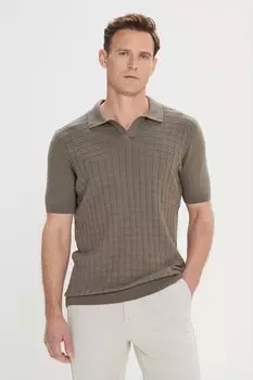 Хлопковая футболка с воротником Ac&Co, коричневый