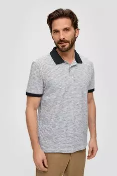 Хлопковая футболка с воротником и полоской S Oliver, белый