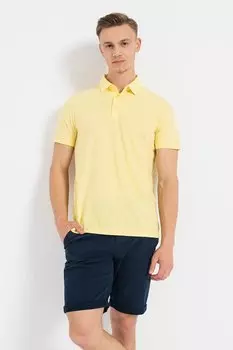 Хлопковая футболка с воротником и пуговицами Gap, желтый