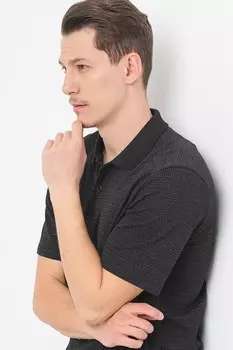 Хлопковая футболка с воротником Jack & Jones, черный