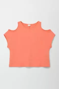 Хлопковая футболка с вырезами на плечах S Oliver, оранжевый