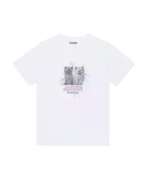Хлопковая футболка с вышитым логотипом Ganni, белый