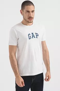 Хлопковая футболка с вышитым логотипом Gap, белый
