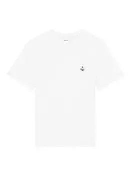 Хлопковая футболка с вышитым логотипом MARANT, нейтральный