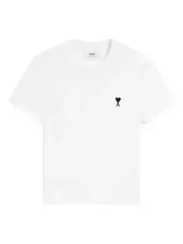 Хлопковая футболка с вышитым сердцем AMI Paris, белый