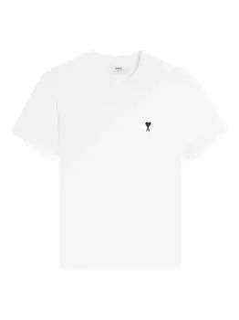 Хлопковая футболка с вышитым сердцем AMI Paris, белый