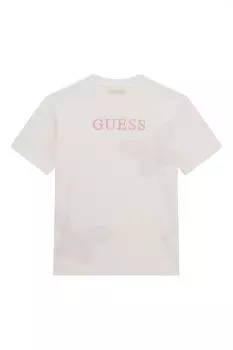 Хлопковая футболка с вышивкой Guess, серый