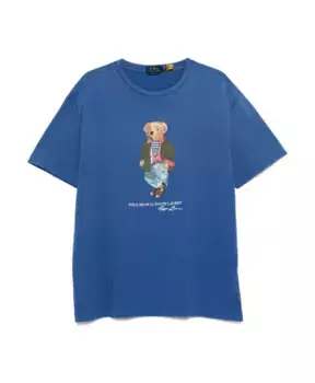Хлопковая футболка с вышивкой «медвежонок поло» Polo Ralph Lauren, синий