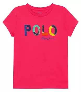 Хлопковая футболка с вышивкой Polo Ralph Lauren, розовый