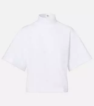 Хлопковая футболка с высоким воротником из джерси Alaa, Blanc