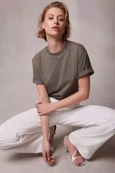 Хлопковая футболка с заклепками Mint Velvet, зеленый