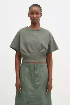 Хлопковая футболка с завышенной талией Alpha Industries, зеленый