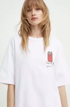 Хлопковая футболка Samsoe Samsoe, белый