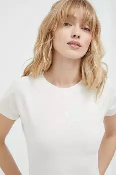 Хлопковая футболка Samsoe Samsoe, бежевый