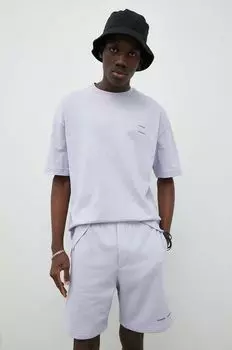 Хлопковая футболка Samsoe Samsoe, фиолетовый