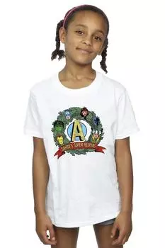 Хлопковая футболка Santa's Super Helpers Marvel, белый