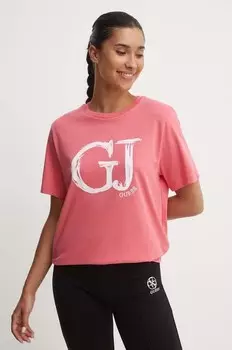 Хлопковая футболка SARA Guess, розовый