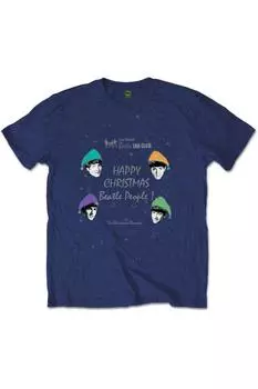 Хлопковая футболка «Счастливого Рождества» The Beatles, темно-синий