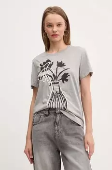 Хлопковая футболка SHADOW Desigual, серый