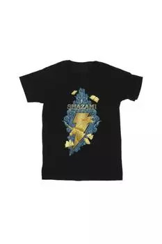 Хлопковая футболка Shazam Fury Of The Gods Golden Animal Bolt DC Comics, черный