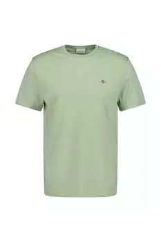 Хлопковая футболка Shield с овальным вырезом Gant, зеленый