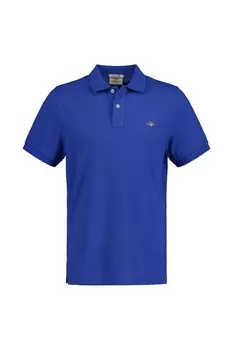 Хлопковая футболка Shield с воротником Gant, синий