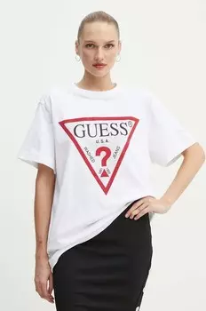 Хлопковая футболка SHINY Guess, белый