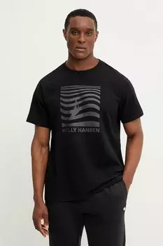 Хлопковая футболка SHORELINE Helly Hansen, черный