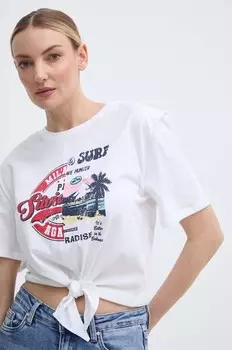 Хлопковая футболка Silvian Heach, белый