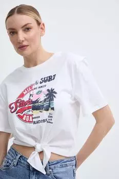 Хлопковая футболка Silvian Heach, белый