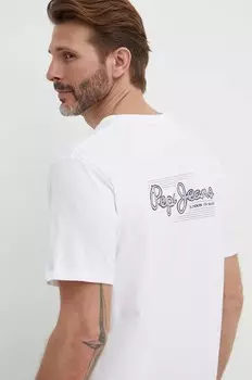Хлопковая футболка SINGLE CLIFORD Pepe Jeans, белый