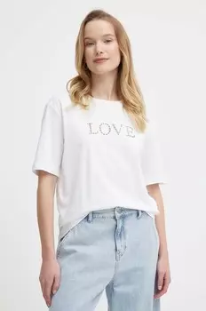 Хлопковая футболка Sisley, белый