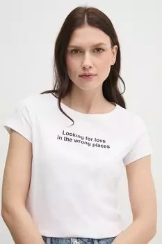 Хлопковая футболка Sisley, белый