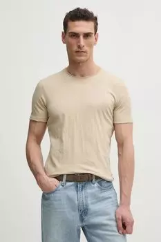 Хлопковая футболка Sisley, бежевый