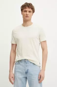 Хлопковая футболка Sisley, бежевый