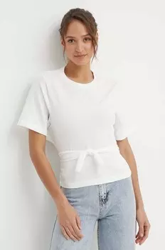 Хлопковая футболка Sisley, бежевый