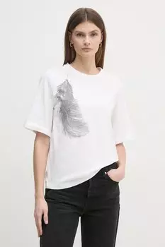 Хлопковая футболка Sisley, бежевый