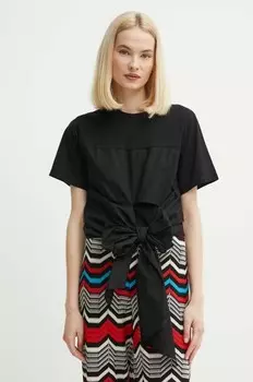 Хлопковая футболка Sisley, черный