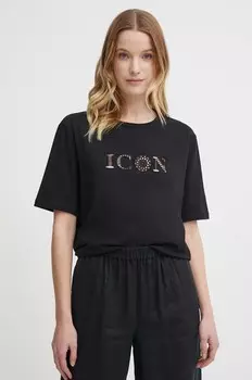 Хлопковая футболка Sisley, черный